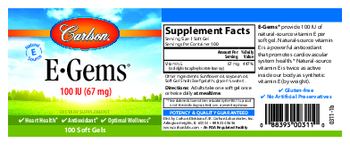 Carlson E-Gems 100 IU (67 mg) - supplement