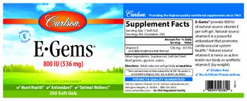 Carlson E-Gems 800 IU (536 mg) - supplement