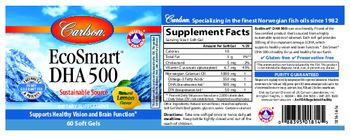 Carlson EcoSmart DHA 500 Natural Lemon Flavor - supplement