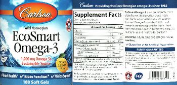 Carlson EcoSmart Omega-3 1,000 mg Natural Lemon Flavor - supplement