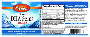 Carlson Elite DHA Gems 1,000 mg DHA - supplement