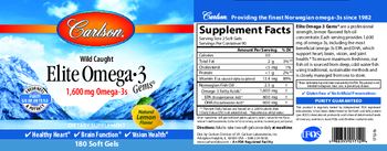 Carlson Elite Omega-3 1,600 mg Gems Natural Lemon Flavor - supplement
