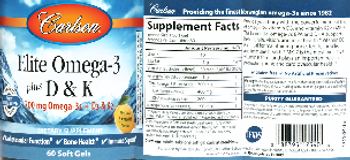 Carlson Elite Omega-3 plus D & K Natural Lemon Flavor - supplement
