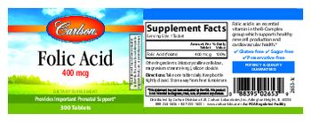 Carlson Folic Acid 400 mcg - supplement