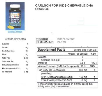 Carlson For Kids Chewable DHA Blasting Orange Flavor - 