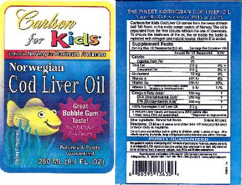 Carlson For Kids Norwegian Cod Liver Oil Great Bubble Gum Taste! - supplement