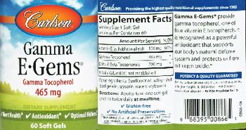 Carlson Gamma E-Gems 465 mg - supplement