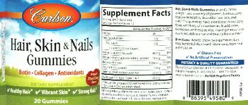 Carlson Hair, Skin & Nails Gummies Natural Mixed Berry Flavor - supplement