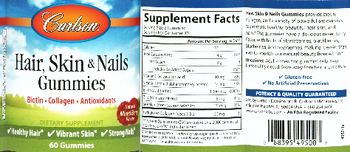 Carlson Hair, Skin & Nails Gummies Natural Mixed Berry Flavor - supplement