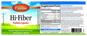 Carlson Hi-Fiber Psyllium Capsules 500 mg - supplement