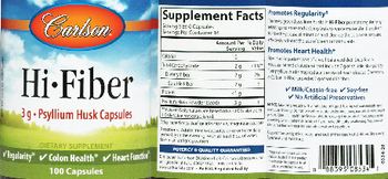 Carlson Hi-Fiber Psyllium Husk Capsules 3 g - supplement