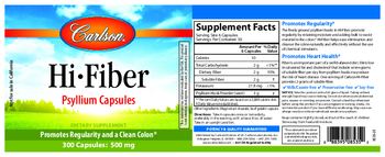 Carlson Hi-Fiber Pysllium Capsules 500 mg - supplement