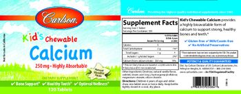 Carlson Kid's Chewable Calcium 250 mg Natural Vanilla Flavor - supplement