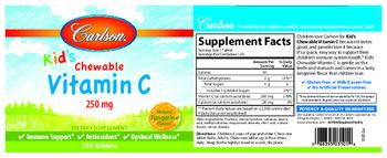 Carlson Kid's Chewable Vitamin C 250 mg Natural Tangerine Flavor - supplement