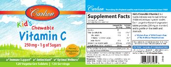 Carlson Kid's Chewable Vitamin C 250 mg Natural Tangerine Flavor - supplement