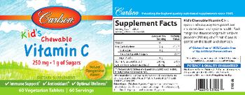 Carlson Kid's Chewable Vitamin C 250 mg Natural Tangerine Flavor! - supplement