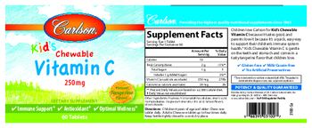Carlson Kid's Chewable Vitamin C 250 mg Natural Tangerine Flavor - supplement