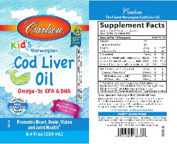 Carlson Kid's Norwegian Cod Liver Oil Bubble Gum - supplement
