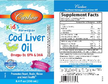 Carlson Kid's Norwegian Cod Liver Oil Great Bubble Gum Taste - supplement