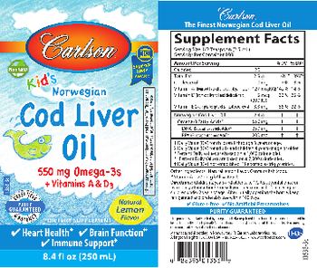 Carlson Kid's Norwegian Cod Liver Oil Natural Lemon Flavor - supplement