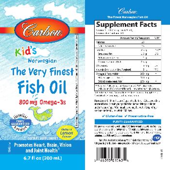 Carlson Kid's Norwegian The Very Finest Fish Oil Natural Lemon Flavor - supplement