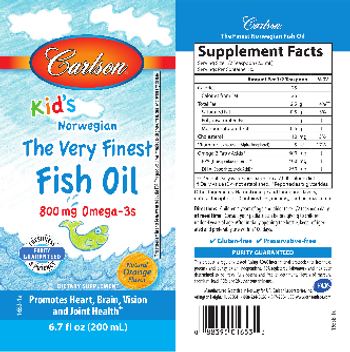 Carlson Kid's Norwegian The Very Finest Fish Oil Natural Orange Flavor - supplement