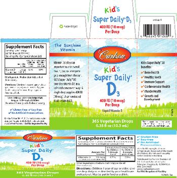Carlson Kid's Super Daily D3 400 IU (10 mcg) - supplement