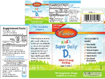 Carlson Kid's Super Daily D3 600 IU (15 mcg) - supplement