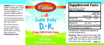 Carlson Kid's Super Daily D3+K2 25 mcg (1000 IU) & 22.5 mcg - supplement