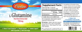 Carlson L-Glutamine 750 mg - supplement
