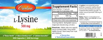 Carlson L-Lysine 500 mg - supplement