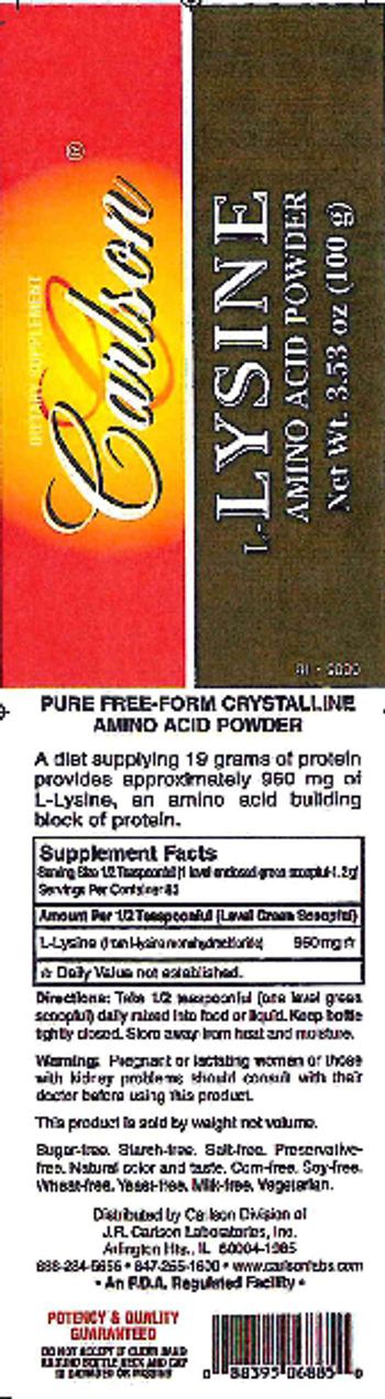 Carlson L-Lysine Amino Acid Powder - supplement