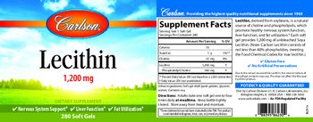Carlson Lecithin 1,200 mg - these statements have not been evaluated by the fda this product is not intended to diagnose treat c