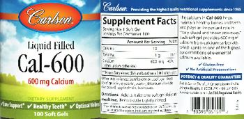 Carlson Liquid Filled Cal-600 600 mg - supplement