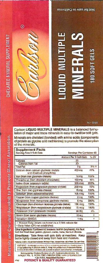 Carlson Liquid Multiple Minerals - chelated mineral supplement