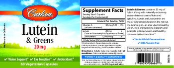 Carlson Lutein & Greens 20 mg - supplement