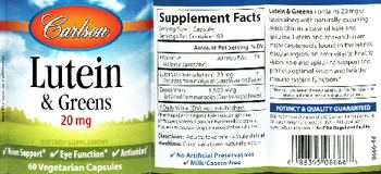 Carlson Lutein & Greens 20 mg - supplement