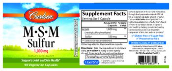 Carlson M-S-M Sulfur 1,000 mg - supplement