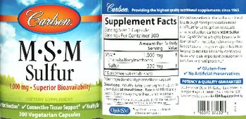 Carlson M-S-M Sulfur 1,000 mg - supplement