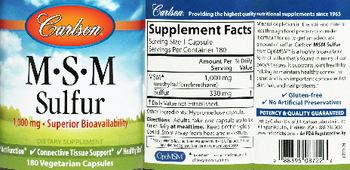 Carlson M-S-M Sulfur 1,000 mg - supplement