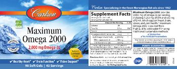 Carlson Maximum Omega 2000 Natural Lemon Flavor - supplement