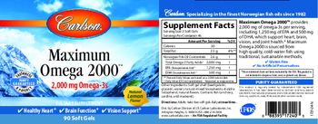 Carlson Maximum Omega 2000 Natural Lemon Flavor - supplement