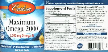 Carlson Maximum Omega 2000 Natural Lemon Flavor - supplement