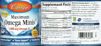 Carlson Maximum Omega Minis Natural Lemon Flavor - supplement