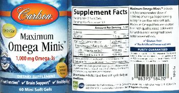 Carlson Maximum Omega Minis Natural Lemon Flavor - supplement