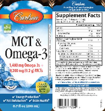 Carlson MCT & Omega-3 Natural Lemon Lime Flavor - supplement