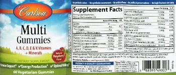 Carlson Multi Gummies Natural Raspberry Flavor - supplement