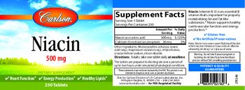Carlson Niacin 500 mg - supplement