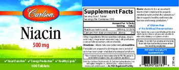 Carlson Niacin 500 mg - supplement