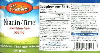 Carlson Niacin-Time 500 mg - supplement